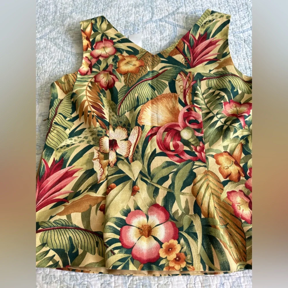 Ultra Dress Collection Tropical Floral Midi Dress in Green, Pink, Gold - Picture 5 of 16